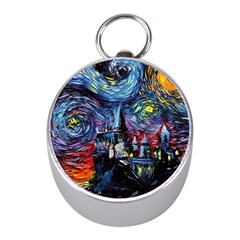 Castle Starry Night Print Van Gogh Parody Mini Silver Compasses by Sarkoni