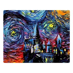 Castle Starry Night Print Van Gogh Parody Two Sides Premium Plush Fleece Blanket (large)