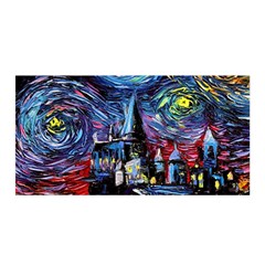 Castle Starry Night Print Van Gogh Parody Satin Wrap 35  x 70 