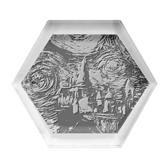 Castle Starry Night Print Van Gogh Parody Hexagon Wood Jewelry Box by Sarkoni