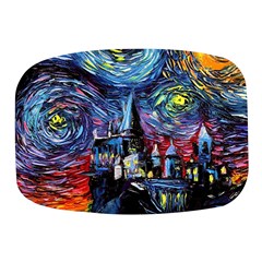 Castle Starry Night Print Van Gogh Parody Mini Square Pill Box by Sarkoni