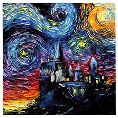 Castle Starry Night Print Van Gogh Parody Wooden Puzzle Square