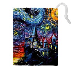 Castle Starry Night Print Van Gogh Parody Drawstring Pouch (5xl) by Sarkoni