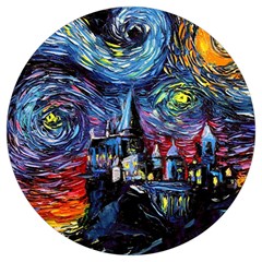 Castle Starry Night Print Van Gogh Parody Round Trivet by Sarkoni