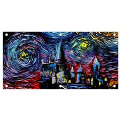 Castle Starry Night Print Van Gogh Parody Banner And Sign 4  X 2  by Sarkoni