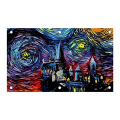 Castle Starry Night Print Van Gogh Parody Banner And Sign 5  X 3  by Sarkoni