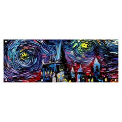 Castle Starry Night Print Van Gogh Parody Banner and Sign 8  x 3 