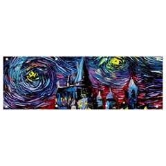 Castle Starry Night Print Van Gogh Parody Banner And Sign 9  X 3  by Sarkoni