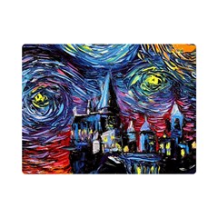 Castle Starry Night Print Van Gogh Parody Premium Plush Fleece Blanket (mini) by Sarkoni