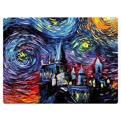 Castle Starry Night Print Van Gogh Parody Premium Plush Fleece Blanket (extra Small)