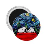 Dog Cartoon Vincent Van Gogh s Starry Night Parody 2.25  Magnets Front