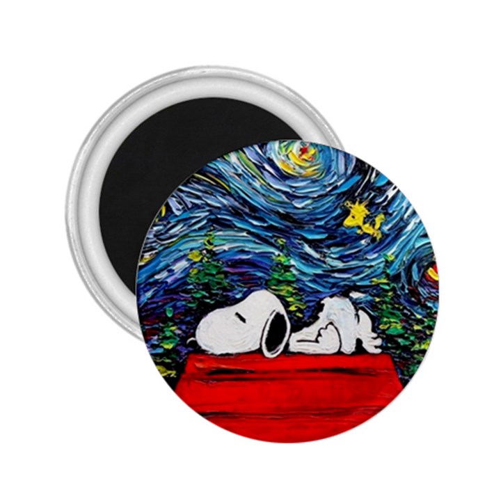 Dog Cartoon Vincent Van Gogh s Starry Night Parody 2.25  Magnets