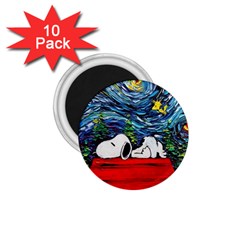 Dog Cartoon Vincent Van Gogh s Starry Night Parody 1 75  Magnets (10 Pack)  by Sarkoni