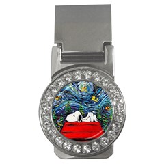 Dog Cartoon Vincent Van Gogh s Starry Night Parody Money Clips (cz)  by Sarkoni