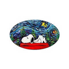 Dog Cartoon Vincent Van Gogh s Starry Night Parody Sticker (oval) by Sarkoni