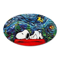 Dog Cartoon Vincent Van Gogh s Starry Night Parody Oval Magnet by Sarkoni