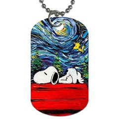 Dog Cartoon Vincent Van Gogh s Starry Night Parody Dog Tag (two Sides) by Sarkoni