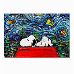 Dog Cartoon Vincent Van Gogh s Starry Night Parody Postcard 4 x 6  (pkg Of 10) by Sarkoni