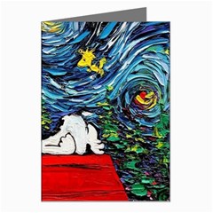 Dog Cartoon Vincent Van Gogh s Starry Night Parody Greeting Cards (pkg Of 8) by Sarkoni