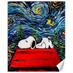 Dog Cartoon Vincent Van Gogh s Starry Night Parody Canvas 16  X 20  by Sarkoni