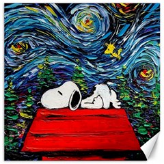 Dog Cartoon Vincent Van Gogh s Starry Night Parody Canvas 20  X 20  by Sarkoni