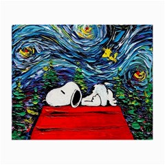 Dog Cartoon Vincent Van Gogh s Starry Night Parody Small Glasses Cloth (2 Sides) by Sarkoni