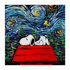 Dog Cartoon Vincent Van Gogh s Starry Night Parody Medium Glasses Cloth by Sarkoni