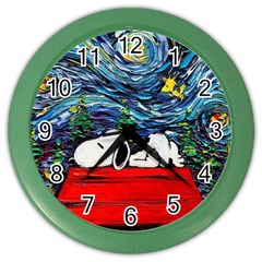 Dog Cartoon Vincent Van Gogh s Starry Night Parody Color Wall Clock by Sarkoni