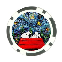 Dog Cartoon Vincent Van Gogh s Starry Night Parody Poker Chip Card Guard by Sarkoni