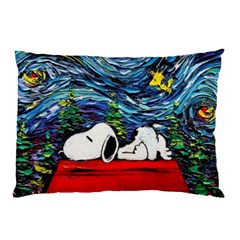 Dog Cartoon Vincent Van Gogh s Starry Night Parody Pillow Case by Sarkoni