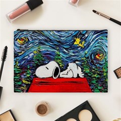 Dog Cartoon Vincent Van Gogh s Starry Night Parody Cosmetic Bag (large) by Sarkoni