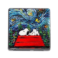 Dog Cartoon Vincent Van Gogh s Starry Night Parody Memory Card Reader (square 5 Slot)