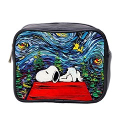 Dog Cartoon Vincent Van Gogh s Starry Night Parody Mini Toiletries Bag (two Sides) by Sarkoni