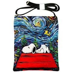 Dog Cartoon Vincent Van Gogh s Starry Night Parody Shoulder Sling Bag by Sarkoni