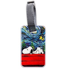 Dog Cartoon Vincent Van Gogh s Starry Night Parody Luggage Tag (two Sides) by Sarkoni