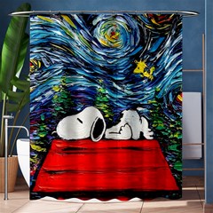 Dog Cartoon Vincent Van Gogh s Starry Night Parody Shower Curtain 60  X 72  (medium)  by Sarkoni