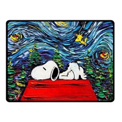 Dog Cartoon Vincent Van Gogh s Starry Night Parody Two Sides Fleece Blanket (small) by Sarkoni