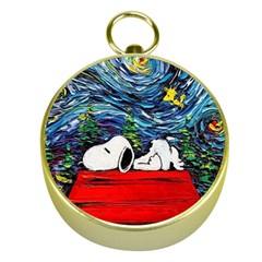 Dog Cartoon Vincent Van Gogh s Starry Night Parody Gold Compasses by Sarkoni