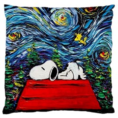 Dog Cartoon Vincent Van Gogh s Starry Night Parody Standard Premium Plush Fleece Cushion Case (one Side)