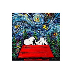 Dog Cartoon Vincent Van Gogh s Starry Night Parody Satin Bandana Scarf 22  X 22  by Sarkoni