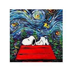 Dog Cartoon Vincent Van Gogh s Starry Night Parody Square Satin Scarf (30  X 30 ) by Sarkoni