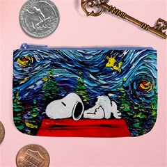 Dog Cartoon Vincent Van Gogh s Starry Night Parody Large Coin Purse by Sarkoni