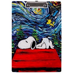 Dog Cartoon Vincent Van Gogh s Starry Night Parody A4 Acrylic Clipboard by Sarkoni