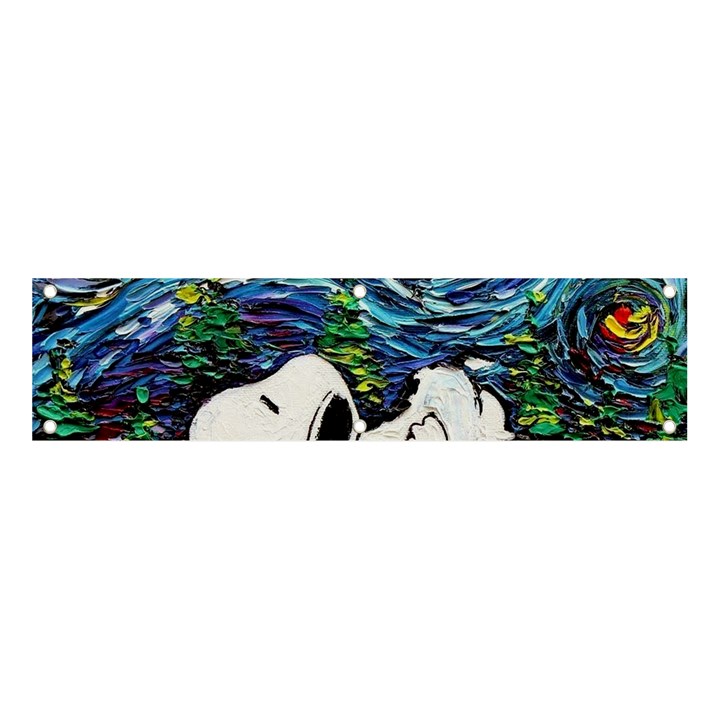 Dog Cartoon Vincent Van Gogh s Starry Night Parody Banner and Sign 4  x 1 