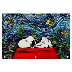 Dog Cartoon Vincent Van Gogh s Starry Night Parody Banner And Sign 6  X 4  by Sarkoni