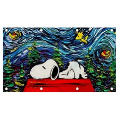 Dog Cartoon Vincent Van Gogh s Starry Night Parody Banner And Sign 7  X 4  by Sarkoni