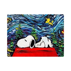 Dog Cartoon Vincent Van Gogh s Starry Night Parody Premium Plush Fleece Blanket (mini) by Sarkoni