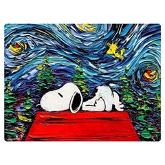 Dog Cartoon Vincent Van Gogh s Starry Night Parody Two Sides Premium Plush Fleece Blanket (extra Small) by Sarkoni