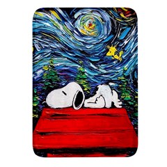 Dog Cartoon Vincent Van Gogh s Starry Night Parody Rectangular Glass Fridge Magnet (4 Pack) by Sarkoni