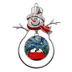 Dog Cartoon Vincent Van Gogh s Starry Night Parody Metal Snowman Ornament by Sarkoni